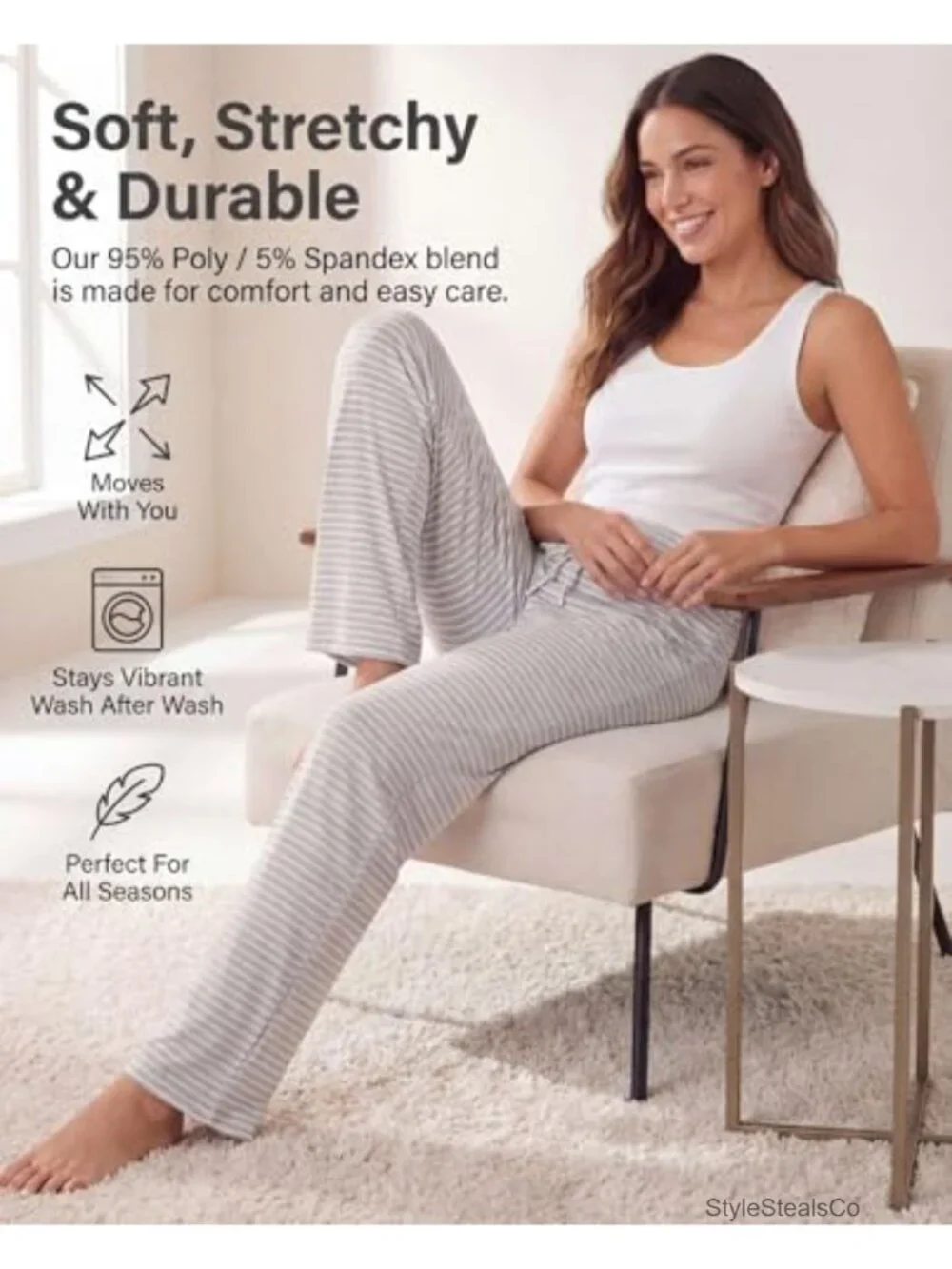 Women's Ultra-Soft Comfy Pajama Lounge Pants Sleepwear 3-Pack